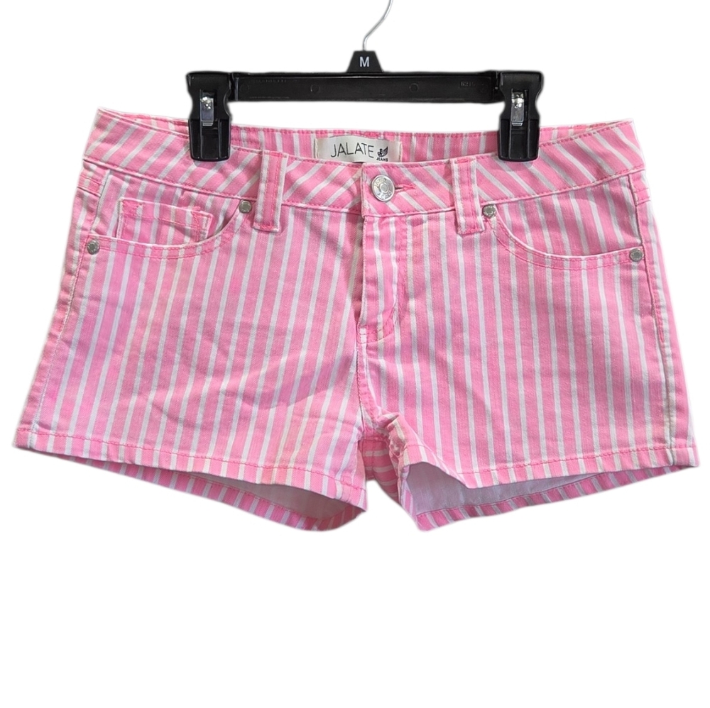Jalate Pink and White Striped Women’s Denim Shorts Size 3